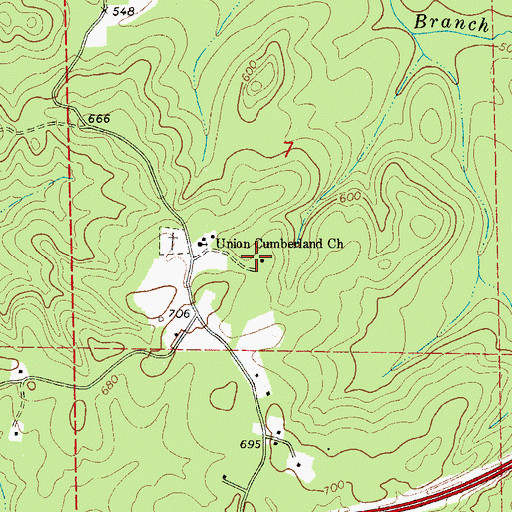 Topographic Map of Mount Union School, AL