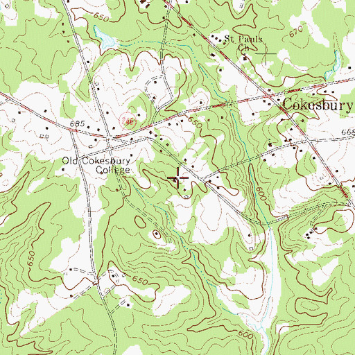 Topographic Map of Cokesbury Baptist Church, SC