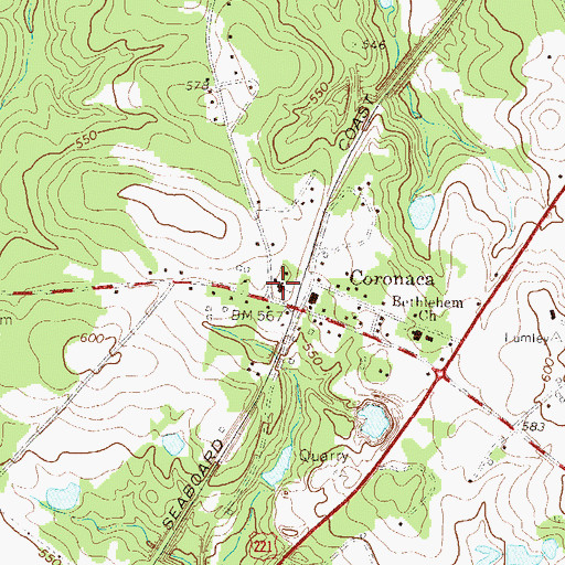 Topographic Map of Coronaca Baptist Church, SC