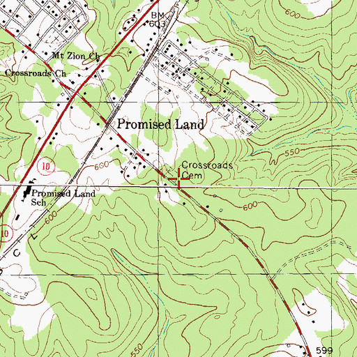 Topographic Map of Cross Roads Church (historical), SC