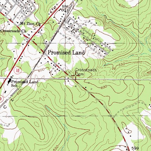Topographic Map of Cross Roads School (historical), SC