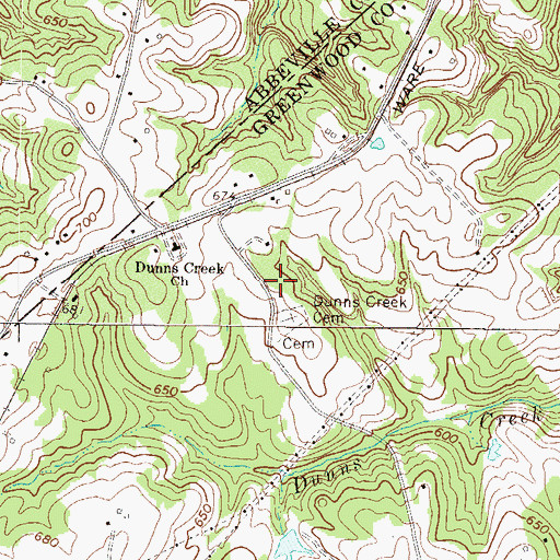 Topographic Map of Dunns Creek School (historical), SC