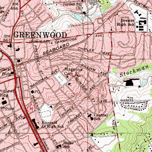 Topographic Map of East End Graded School (historical), SC