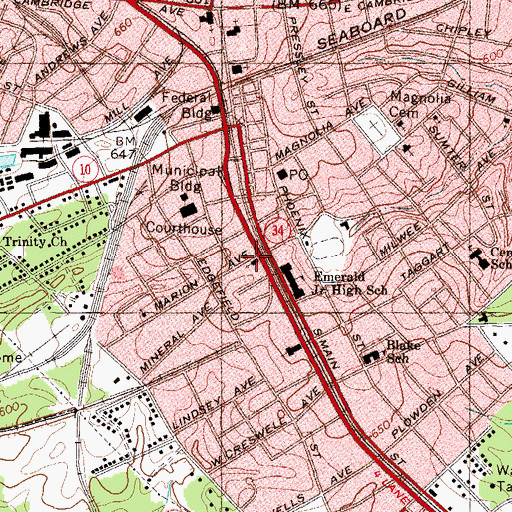 Topographic Map of Episcopal Church of the Resurrection, SC