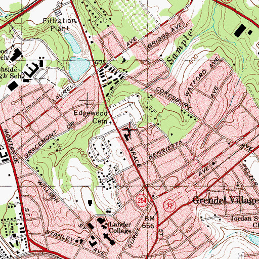 Topographic Map of First Baptist Church, SC