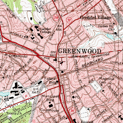 Topographic Map of First Presbyterian Church, SC