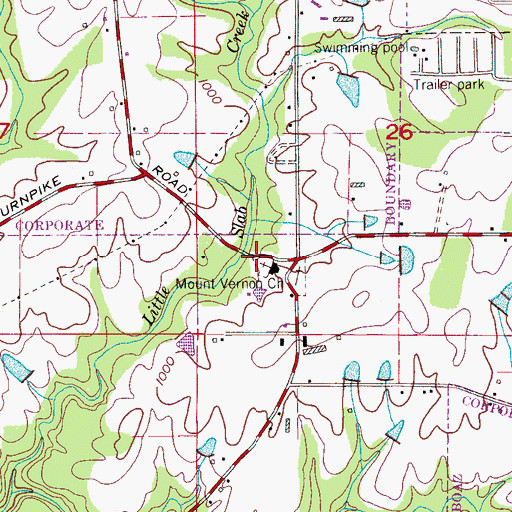 Topographic Map of Mount Vernon Church, AL