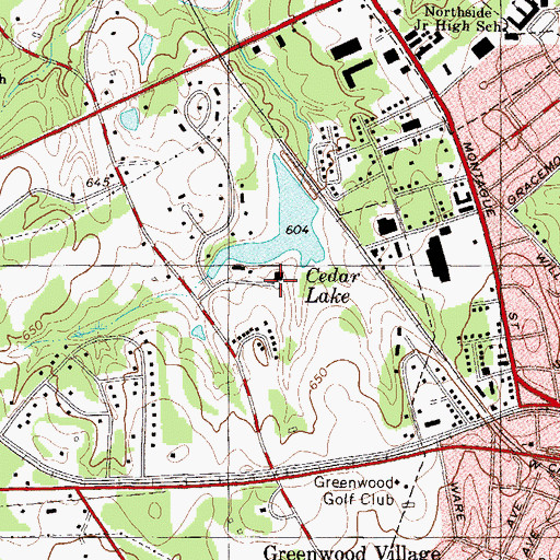 Topographic Map of Greenwood Country Club, SC