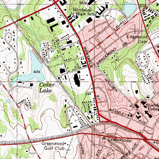 Topographic Map of Greenwood Plaza Shopping Center, SC
