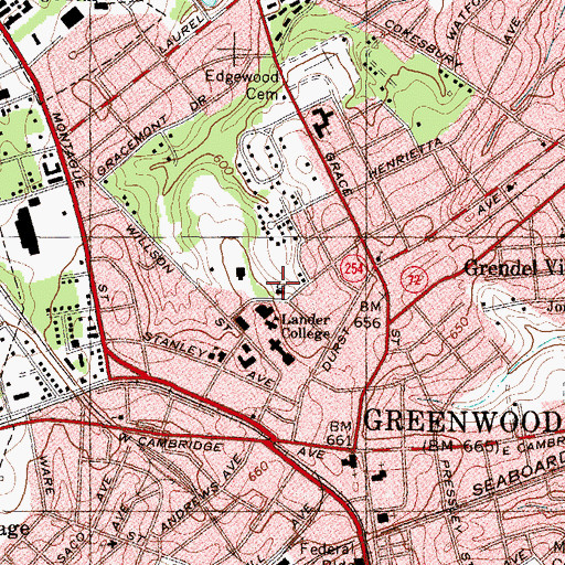 Topographic Map of Greenwood Recreation Center, SC