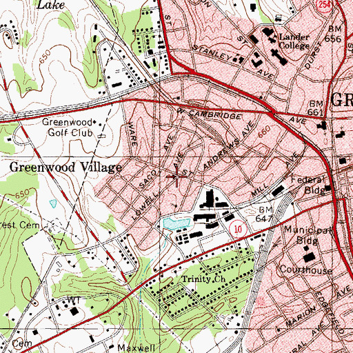 Topographic Map of Lowell Street United Methodist Church, SC