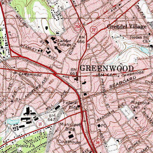 Topographic Map of Main Street United Methodist Church, SC