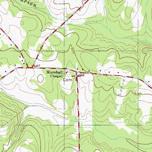 Topographic Map of Marshall Chapel School (historical), SC