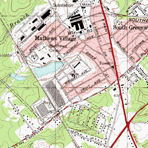Topographic Map of Mathews United Methodist Church, SC