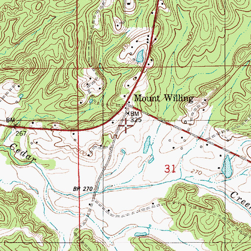 Topographic Map of Mount Willing, AL