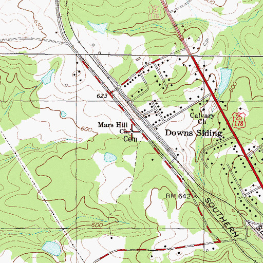 Topographic Map of Morris Hill Cemetery, SC