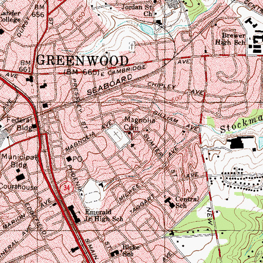 Topographic Map of Mount Pisgah African Methodist Episcopal Church, SC