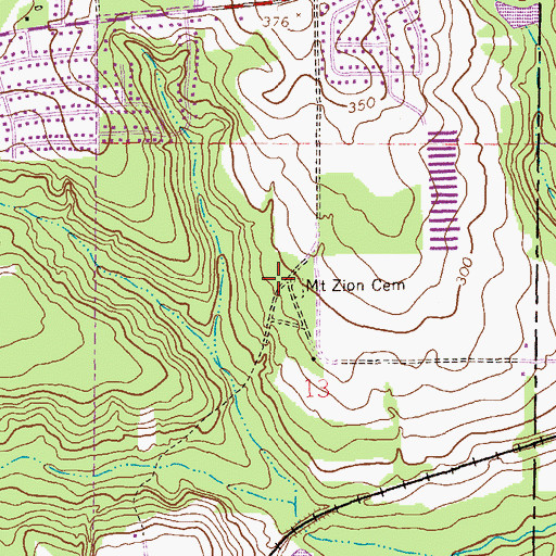 Topographic Map of Mount Zion Cemetery, AL
