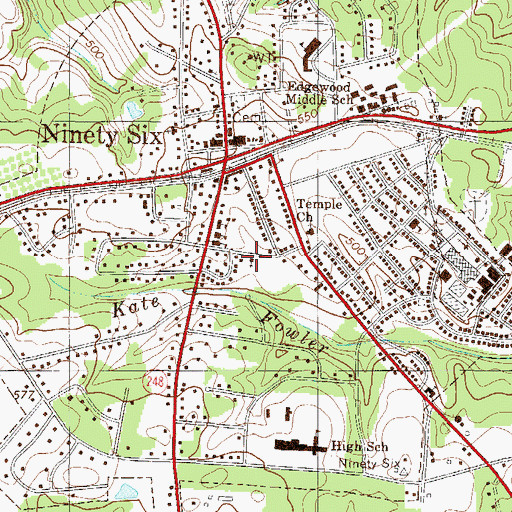 Topographic Map of Ninety Six Pentecostal Holiness Church, SC
