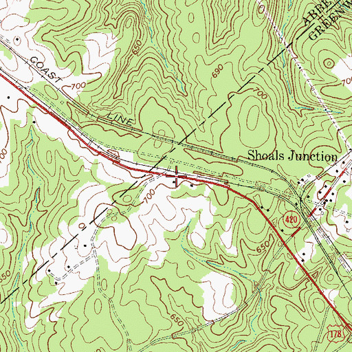Topographic Map of Oak Grove School (historical), SC