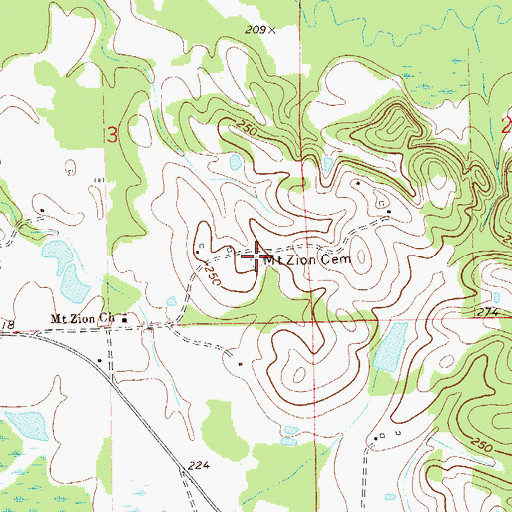 Topographic Map of Mount Zion Cemetery, AL