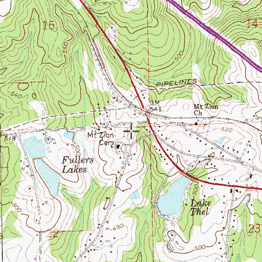 Topographic Map of Mount Zion Cemetery, AL