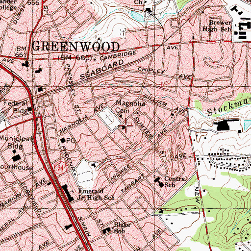 Topographic Map of Tabernacle Baptist Church, SC