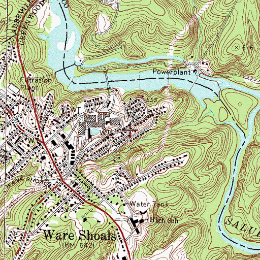 Topographic Map of Ware Shoals Pentecostal Holiness Church, SC