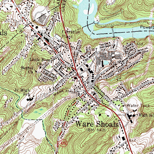 Topographic Map of Ware Shoals United Methodist Church, SC