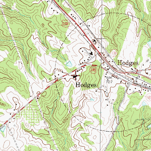 Topographic Map of West Hodges Intermediate School, SC