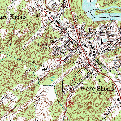 Topographic Map of West Main Church of God, SC