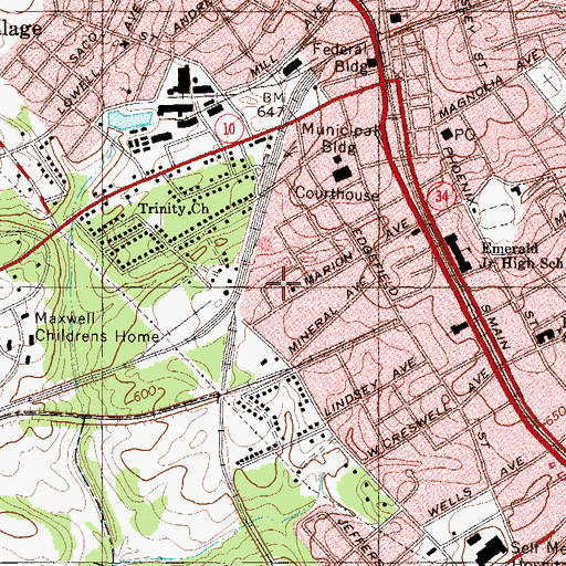 Topographic Map of West Side School (historical), SC