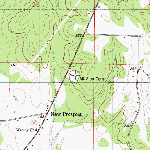 Topographic Map of Mount Zion Cemetery, AL