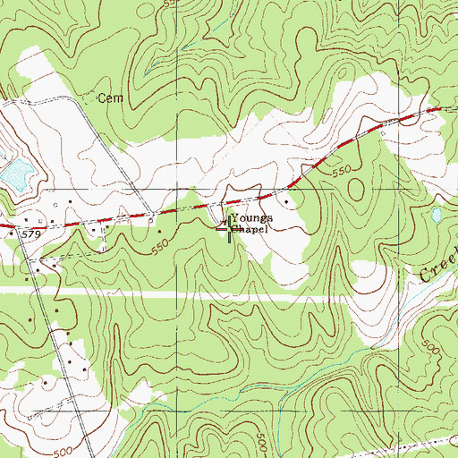 Topographic Map of Youngs Chapel School (historical), SC