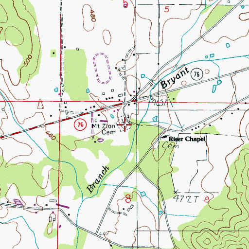 Topographic Map of Mount Zion Cemetery, AL