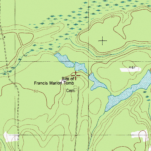 Topographic Map of Belle Isle Plantation Cemetery, SC