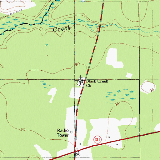 Topographic Map of Blaco Creek Cemetery, SC