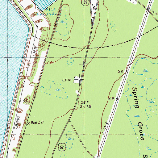 Topographic Map of Bonneau Cemetery, SC