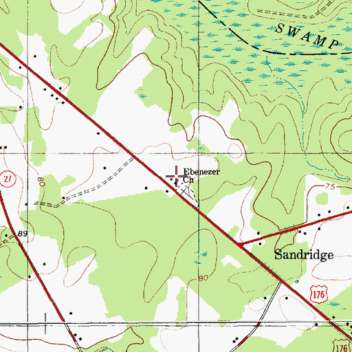 Topographic Map of Ebenezer School (historical), SC