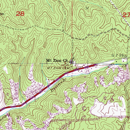 Topographic Map of Mount Zion Cemetery, AL