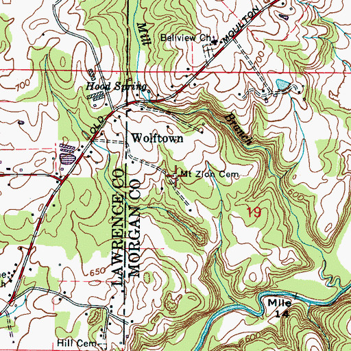 Topographic Map of Mount Zion Cemetery, AL