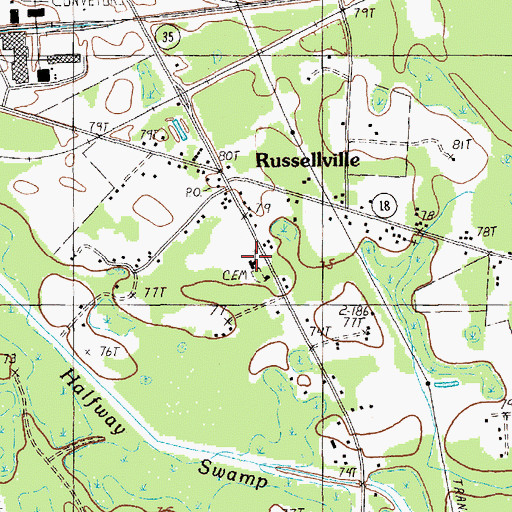Topographic Map of Russellville Christian Church, SC