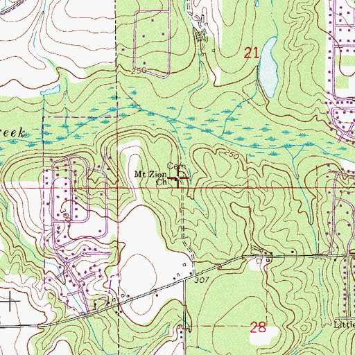 Topographic Map of Mount Zion Baptist Church, AL