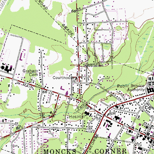 Topographic Map of Berkeley County Courthouse, SC