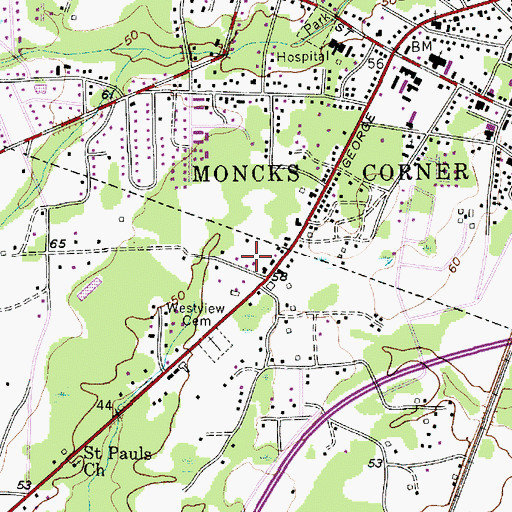 Topographic Map of Berkeley Manor, SC