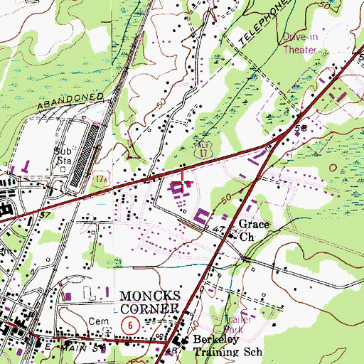 Topographic Map of Berkeley Middle School, SC