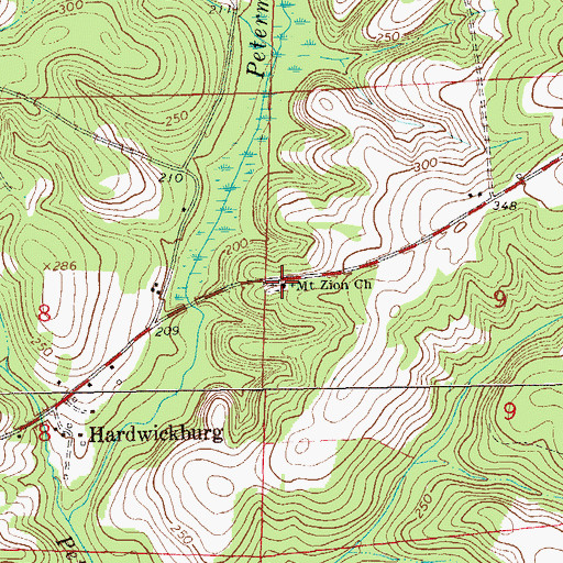 Topographic Map of Mount Zion Church, AL