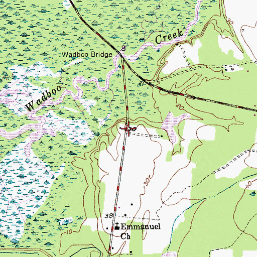 Topographic Map of Buck Hall (historical), SC