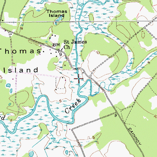 Topographic Map of Cainhoy Plantation, SC