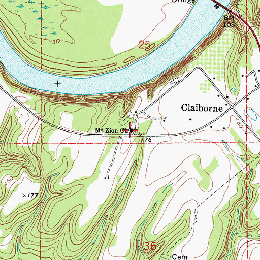 Topographic Map of Mount Zion Church, AL